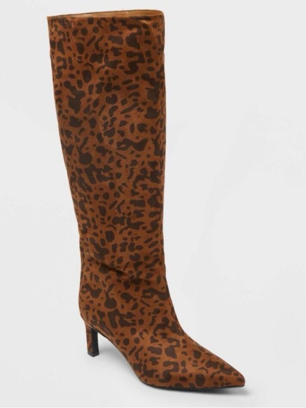 A New Day Justice Brown Leopard Animal Print Mid Calf Heeled Boots- Size 8 1/2
